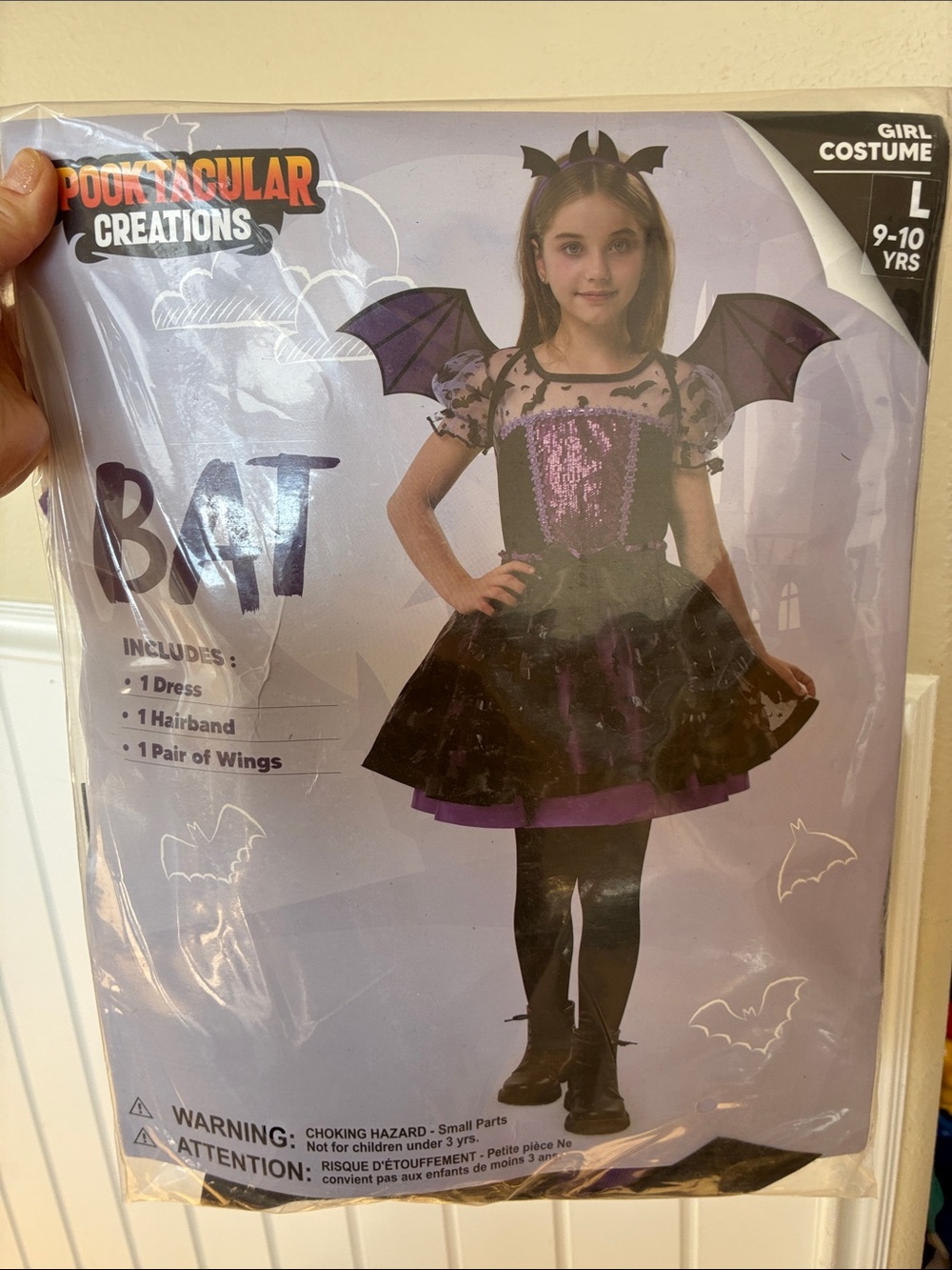 nwt bat Girls' Purple Bat Costume - Kids large 9-10 years old
